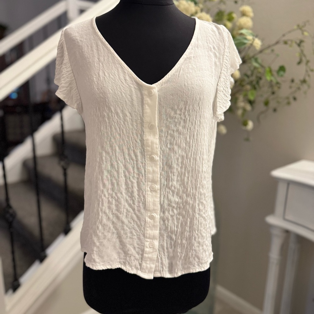 Elegant Cream Button-Down Shirt for Women